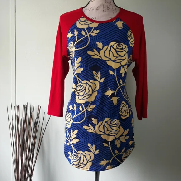 Lularoe Randy Patriotic Spring Fall Fashion Roses Pattern - Picture 4 of 5